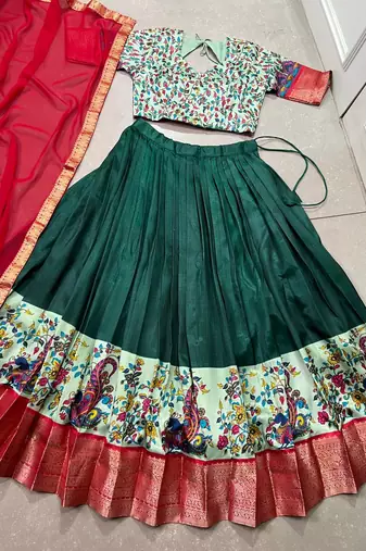 Green Silk Zari Chaniya Choli