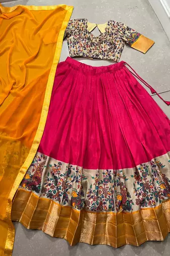 Pink Silk Zari Chaniya Choli