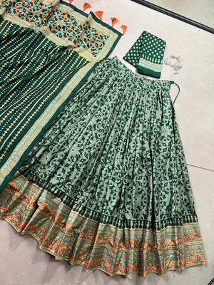 green sequin silk blend embroidered chaniya choli 6