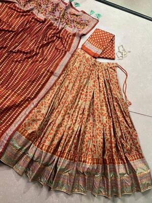 orange sequin silk embroidered chaniya choli 6
