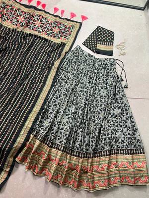 black sequin silk embroidered lehenga set 6