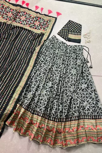 Black silk sequin embroidered chaniya choli