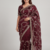 Maroon Color beads work chiffon saree 