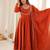 Rust roman chanderi silk embroidered anarkali kurta set with dupatta for festive elegance