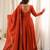 Rust roman chanderi silk embroidered anarkali kurta set with dupatta for festive elegance
