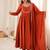 Rust roman chanderi silk embroidered anarkali kurta set with dupatta for festive elegance