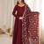 Rust roman chanderi silk embroidered anarkali kurta set with dupatta for festive elegance