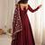 Rust roman chanderi silk embroidered anarkali kurta set with dupatta for festive elegance