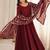 Rust roman chanderi silk embroidered anarkali kurta set with dupatta for festive elegance