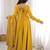 Yellow roman silk 16 kali embroidered gown set with designer dupatta for festive elegance