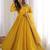 Yellow roman silk 16 kali embroidered gown set with designer dupatta for festive elegance