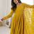 Yellow roman silk 16 kali embroidered gown set with designer dupatta for festive elegance