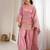 Elegant pink roman silk embroidered kurta with farshi shalwar and designer dupatta set