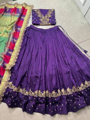vichitra silk blend purple chaniya choli with sequins & thread embroidery 6