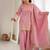 Elegant pink roman silk embroidered kurta with farshi shalwar and designer dupatta set