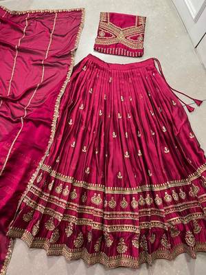 royal magenta silk blend Lehenga Choli set with Sequins & Thread Embroidery 6
