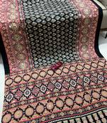 Black Color Printed And Mirror Work satin Saree