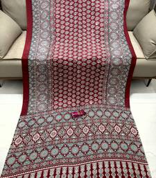 Maroon Color Printed And Mirror Work satin Saree