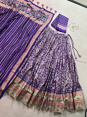 purple sequin silk embroidered chaniya choli 6