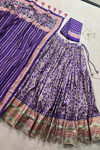 Purple silk sequin embroidered chaniya choli