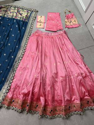pink jacquard silk chaniya choli with zari work 6
