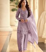 Light purple crepe silk sharara semi stitched suits