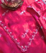 Pink Color beads work chiffon saree