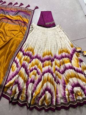 off white silk blend chaniya choli with printed work 6