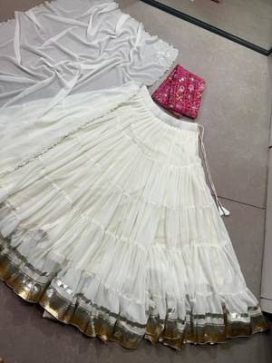 white georgette lehenga choli with gota patti work 6