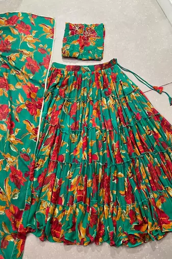 Marble Floral Ethnic Lehenga