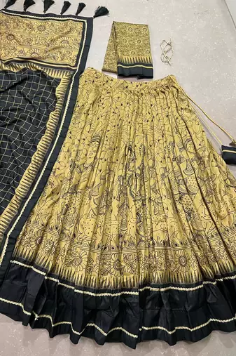  Kalamkari Print Lehenga with Grand Lace Detailing