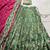 green silk blend lehenga with foil printed design