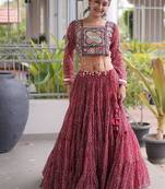 women bandhani print navratri lehenga choli with patchework set for women-full stitched free size