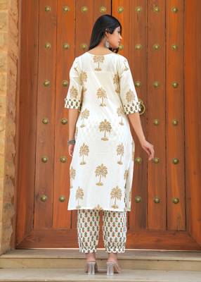 Palm Tree Hand Block Printed Kurta Salwar Set 2