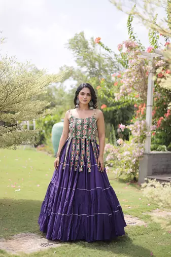women cotton navratri lehenga choli with gota patti & lace work set for women-full stitched free size