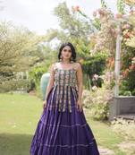 women cotton navratri lehenga choli with gota patti & lace work set for women-full stitched free size