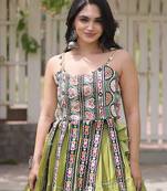 women cotton navratri lehenga choli with gota patti & lace work set for women-full stitched free size
