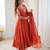 Burnt orange georgette flare anarkali suit with dupatta