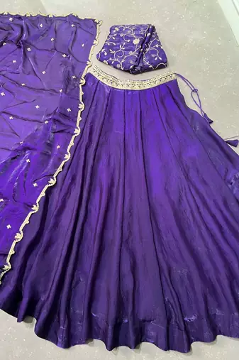 Fendi Silk Sequins & Threadwork Embroidered Lehenga Choli
