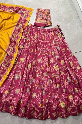 Shine Bright in Tasar Silk Foil Printed Lehenga Choli