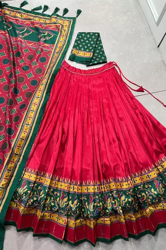 Designer Tasar Silk Printed Lehenga Choli 