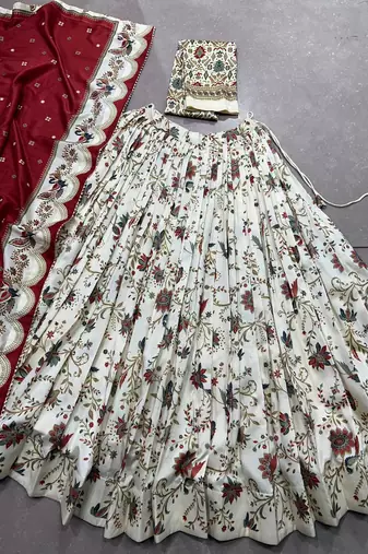 Shine Bright in Tasar Silk Foil Printed Lehenga Choli