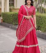 Women Embroidery Zari Sequins-work Navratri Lehenga Choli Set For Women