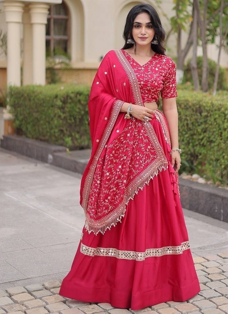 Women Embroidery Zari Sequins-work Navratri Lehenga Choli Set For Women