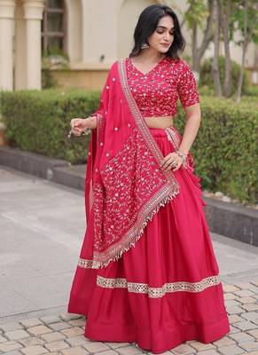 Women Embroidery Zari Sequins-work Navratri Lehenga Choli Set For Women 3