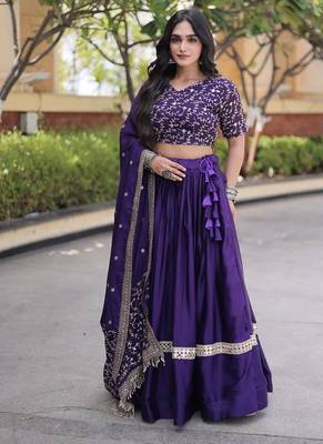 Women Embroidery Zari Sequins-work Navratri Lehenga Choli Set For Women 1