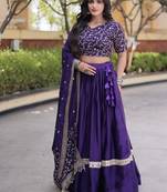 Women Embroidery Zari Sequins-work Navratri Lehenga Choli Set For Women