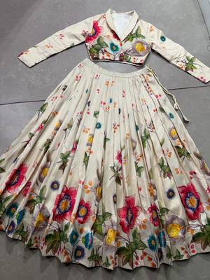 Timeless floral charm in a luxurious Tasar silk blend Lehenga Choli 5