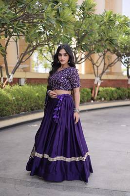 Women Embroidery Zari Sequins-work Navratri Lehenga Choli Set For Women 3