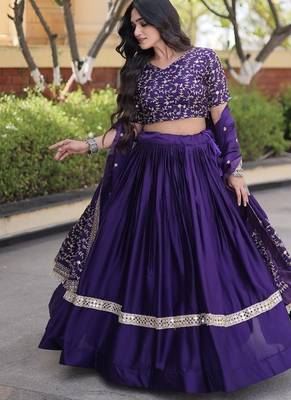 Women Embroidery Zari Sequins-work Navratri Lehenga Choli Set For Women 5
